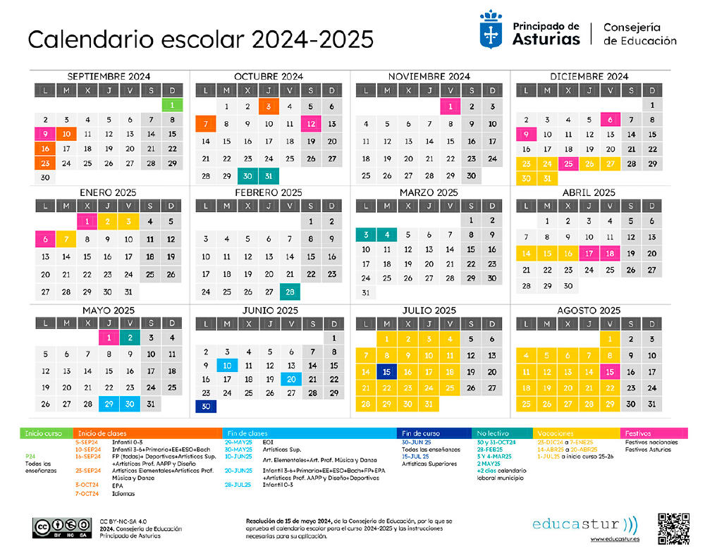 Calendario escolar Asturias 2025 2025 Blog Telecable