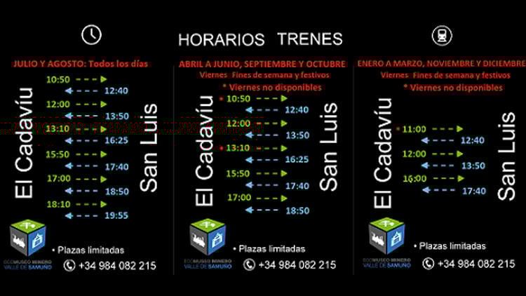 ecomuseo samuno horarios trenes Ecomuseo de Samuño horarios