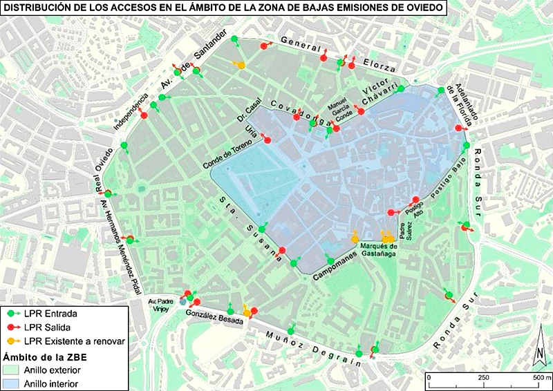 Mapa Zona Bajas Emisiones Oviedo