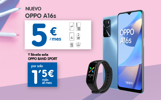 Oppo A16S y Oppo Band Sport por solo 6,5€ al mes